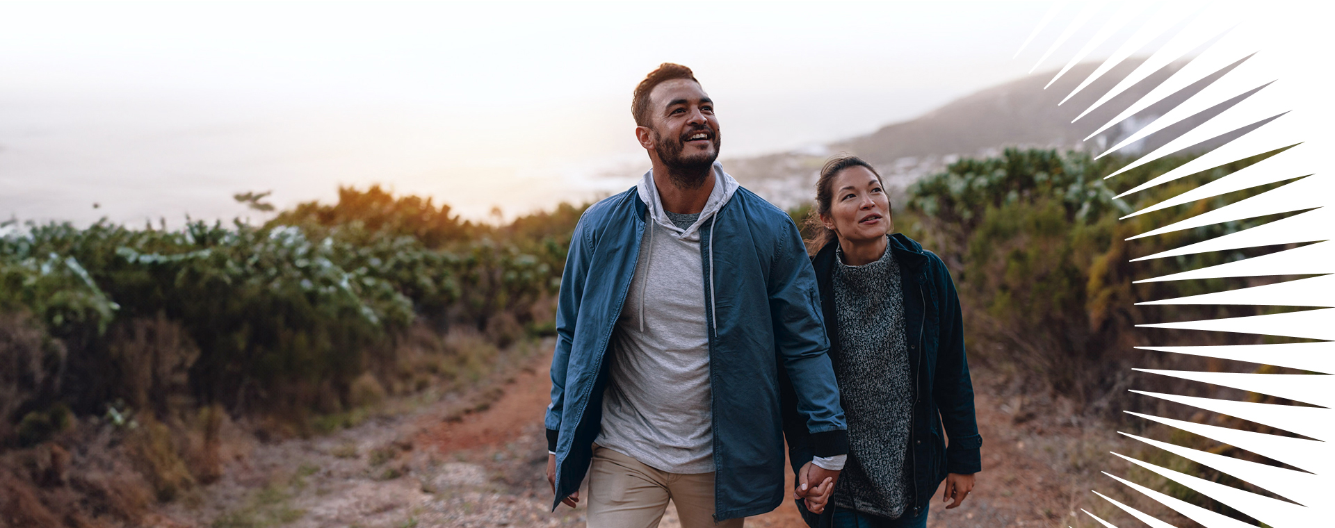 Couple walking holding hands