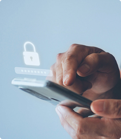 cell phone with a lock icon and password field above it